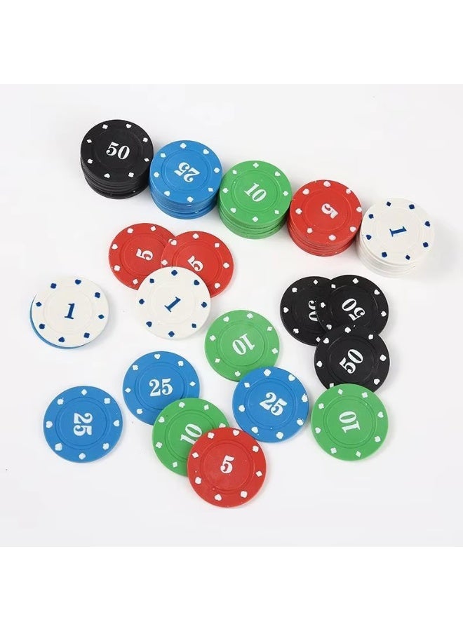 PROFESSIONAL 120Pcs Premium Multicolour Numbered Plastic Counting Poker Chips Set – 5 Values, Durable Game Tokens for Math Activities, Board Games & Family Learning - Image 2